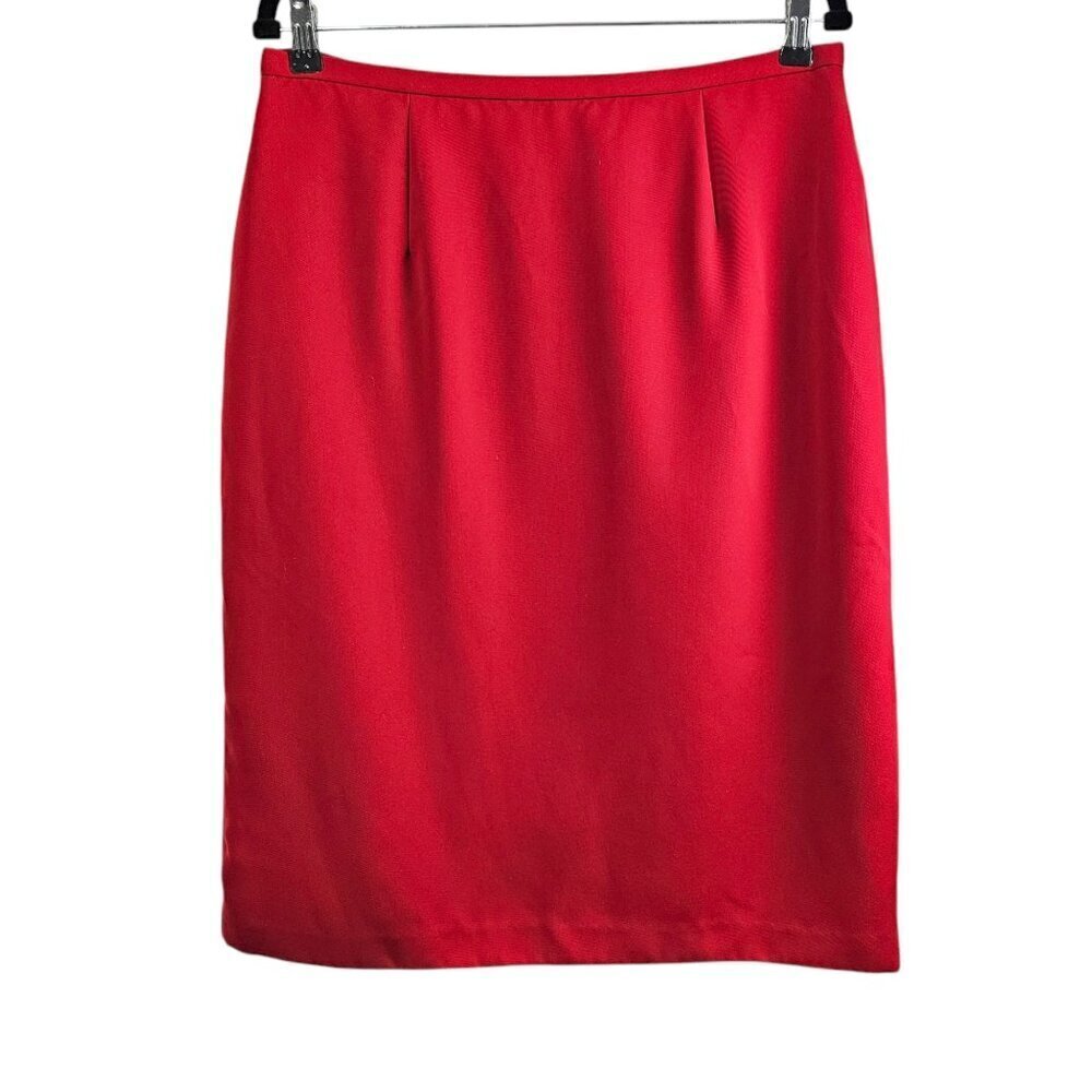 Villager Liz Claiborne Pleated Front Lined Red Skirt